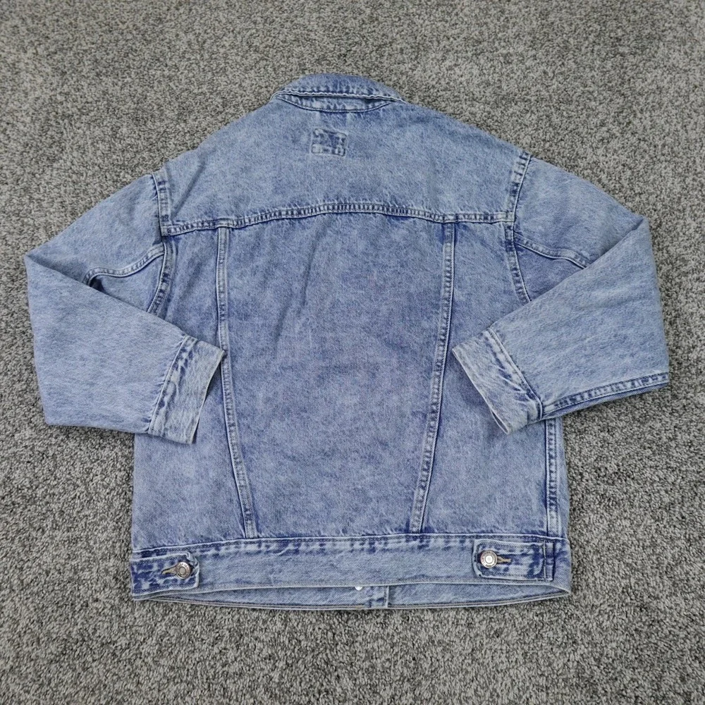 Gap Jacket Girls L Blue Jean Denim Flap Pocket Western Biker Trucker Bomber Coat